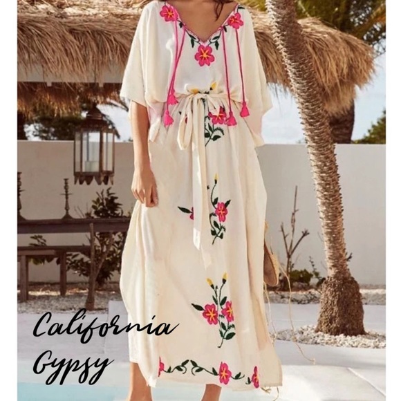 Boho Coachella Gypsy Hippie embroidered dress - Picture 4 of 6